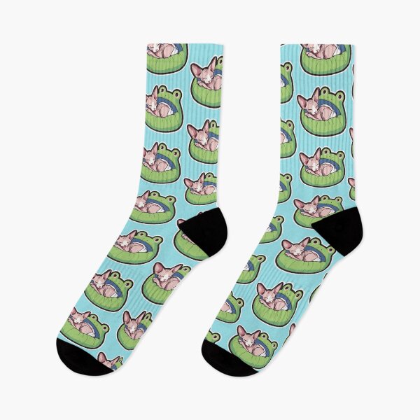 Item preview, Sleeping Hairless Cat in Frog Bed - Cozy Feline Cuteness designed and sold by WeirdDemonGames.