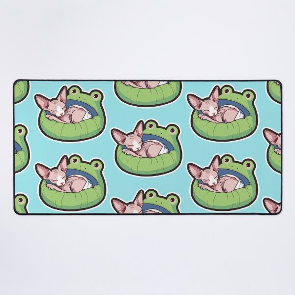 Item preview, Sleeping Hairless Cat in Frog Bed - Cozy Feline Cuteness designed and sold by WeirdDemonGames.