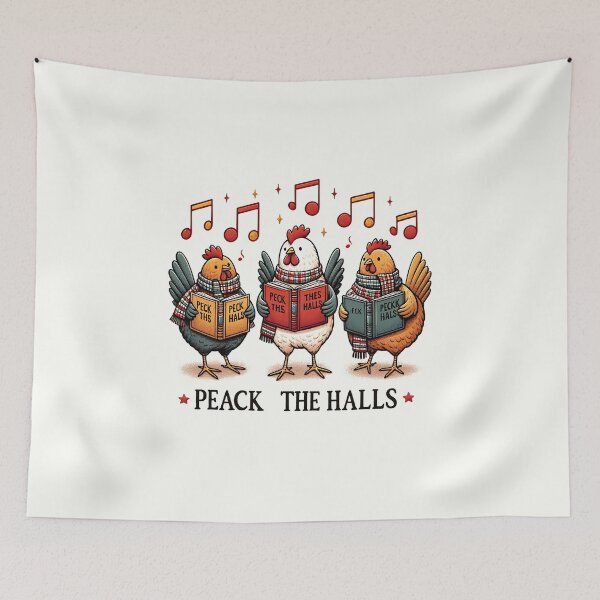 Item preview, Peck the Halls Chickens in Scarves with Songbooks - farm christmas designed and sold by MAPDDesigns.