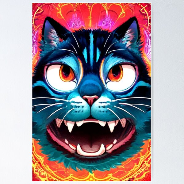Item preview, Psychedelic Big Growl Cat designed and sold by TheDarkWardrobe.