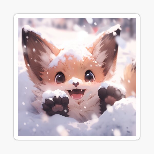 Charming Anime Winter Red Fox Sticker