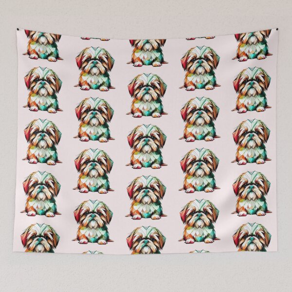 Item preview, Colourful Cute Shih Tzu Dog Geometric Shaped Artwork designed and sold by Geonimalia.