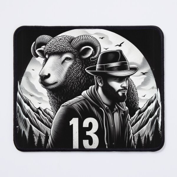 Item preview, A shepherd in a hat and a sheep in the mountains designed and sold by RedDragon1912.