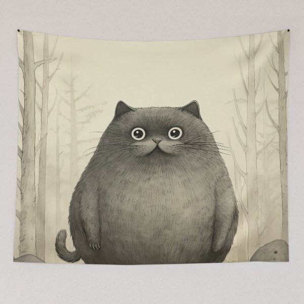 Item preview, cute cat in the forest designed and sold by ururuty.