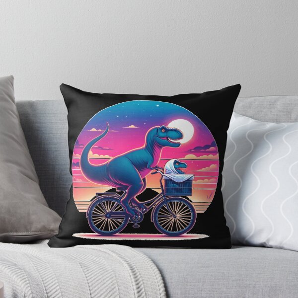 Item preview, RETRO VINTAGE SUNSET SUNRISE TREX DINOSAUR ON BIKE, Dinosaur Riding A Bike With Baby T-Rex | Good Vibes Collection designed and sold by Made by Tamar.