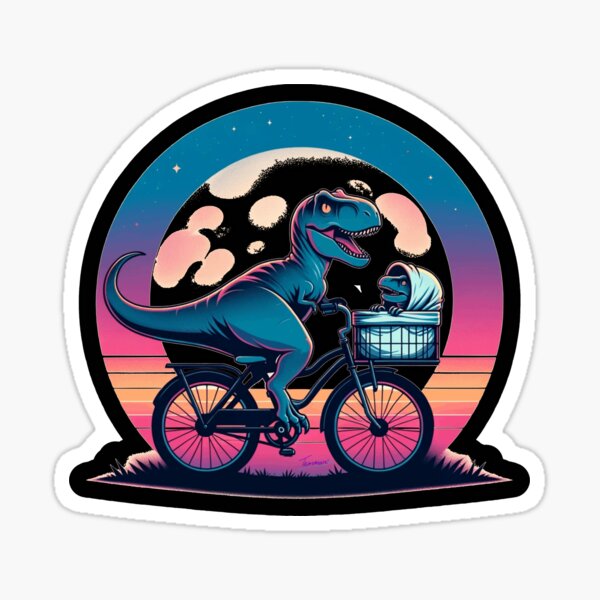 Dinosaur Riding Bike Stickers for Sale