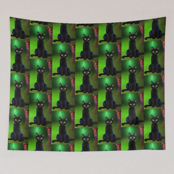 Item preview, Psychedelic Trippy Black Cat designed and sold by TheDarkWardrobe.