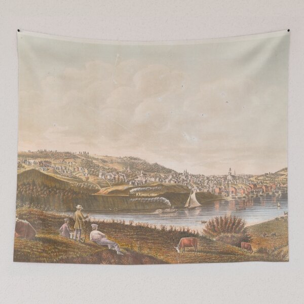 Item preview, Vintage Pictorial View of Augusta ME (1854) designed and sold by BravuraMedia.