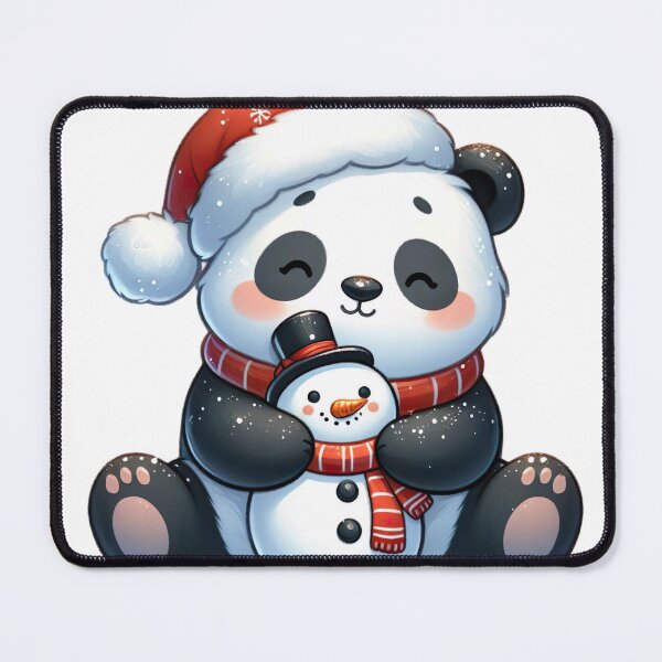 Item preview, "Panda Hugging Cute Snowman: Festive and Heartwarming Illustration" designed and sold by Huycao211.