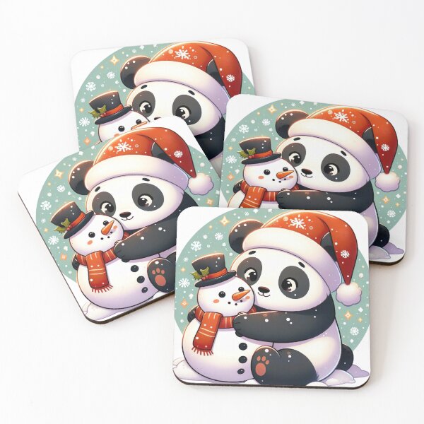 Item preview, "Panda Hugging Cute Snowman: Festive and Heartwarming Illustration" designed and sold by Huycao211.