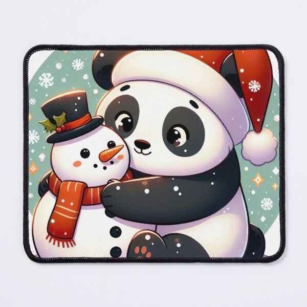 Item preview, "Panda Hugging Cute Snowman: Festive and Heartwarming Illustration" designed and sold by Huycao211.