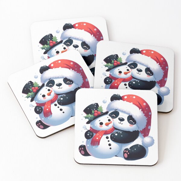 Item preview, "Panda Hugging Cute Snowman: Festive and Heartwarming Illustration" designed and sold by Huycao211.