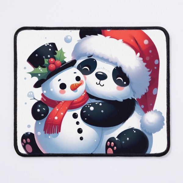Item preview, "Panda Hugging Cute Snowman: Festive and Heartwarming Illustration" designed and sold by Huycao211.