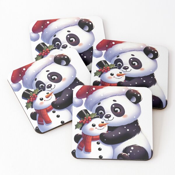 Item preview, "Panda Hugging Cute Snowman: Festive and Heartwarming Illustration" designed and sold by Huycao211.