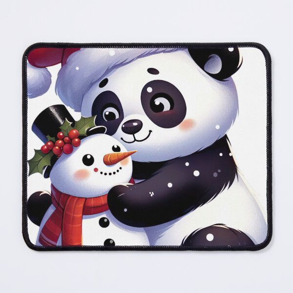 Item preview, "Panda Hugging Cute Snowman: Festive and Heartwarming Illustration" designed and sold by Huycao211.