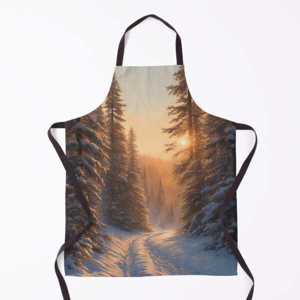Item preview, Winter sunset in the coniferous forest painting designed and sold by VanillaBlueSky.