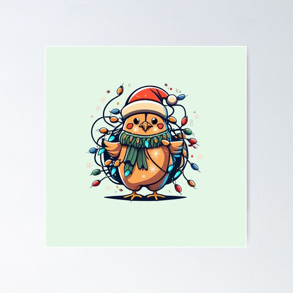 Item preview, Chicekn With Santa Hat And Christmas Lights designed and sold by Itsheartshop.