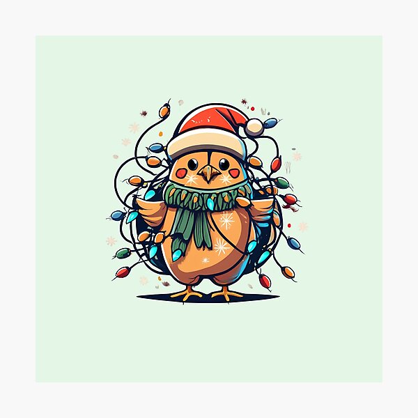Item preview, Chicekn With Santa Hat And Christmas Lights designed and sold by Itsheartshop.