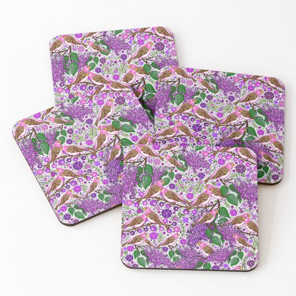Item preview, Purple Finches and Lilacs on White designed and sold by GreenCarbon2112.