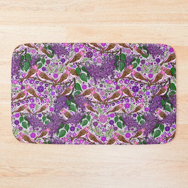 Item preview, Purple Finches and Lilacs on White designed and sold by GreenCarbon2112.