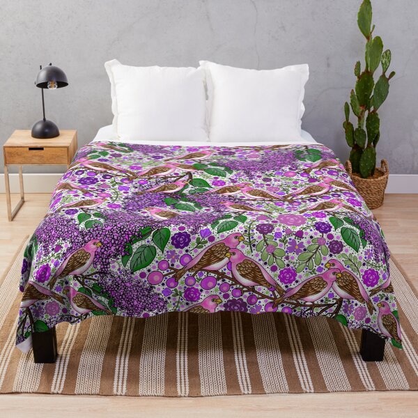 Item preview, Purple Finches and Lilacs on White designed and sold by GreenCarbon2112.