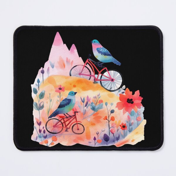 Item preview, Mountain Biker Birds - Colorful Abstract Cycling Painting designed and sold by WallGemsArt.