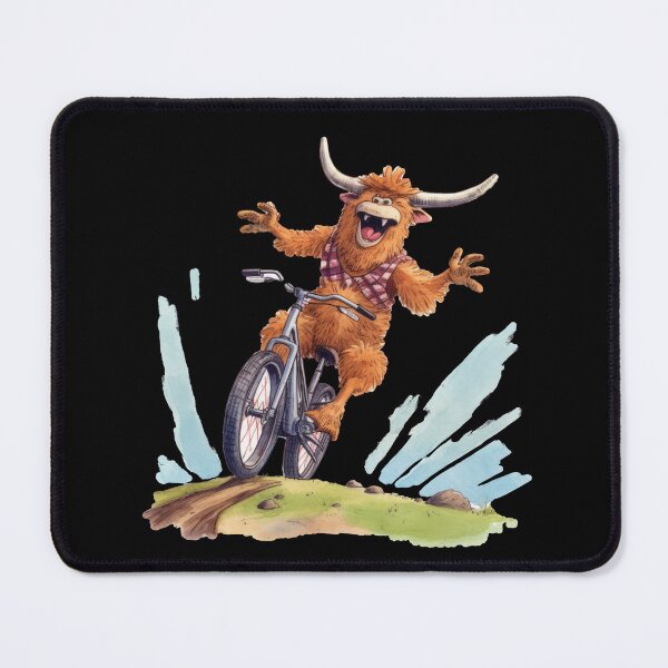 Item preview, Laughing Highland Cow has discovered mountain biking designed and sold by WallGemsArt.