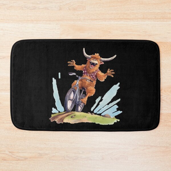 Item preview, Laughing Highland Cow has discovered mountain biking designed and sold by WallGemsArt.