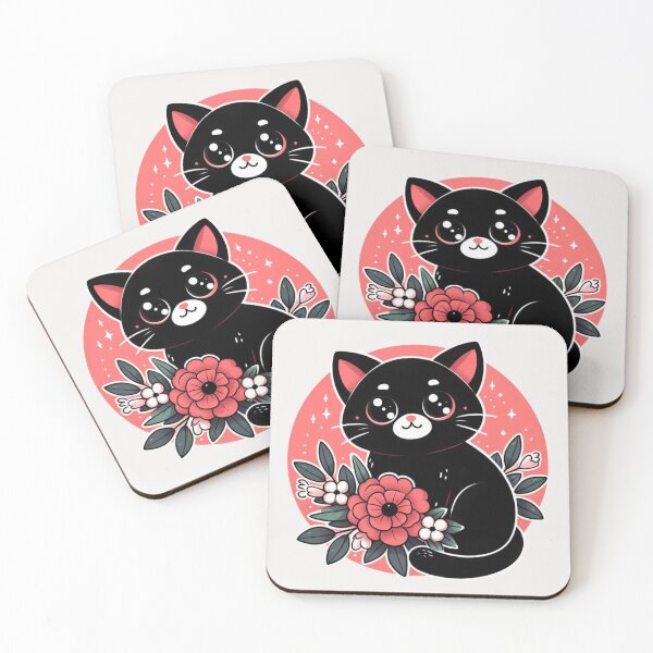 Item preview, Black cat with flowers designed and sold by Azrora.