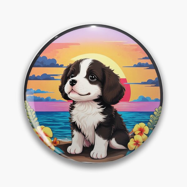 Item preview, Adorable Dog on The Beach with Hawaiian Orchids designed and sold by NautiChic.