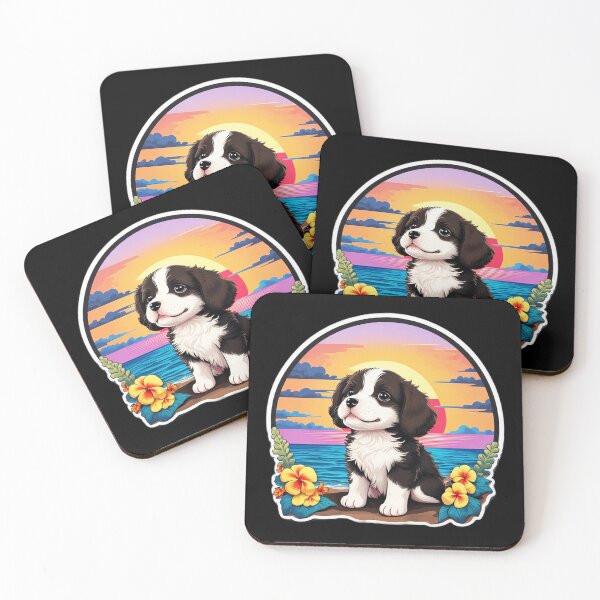 Item preview, Adorable Dog on The Beach with Hawaiian Orchids designed and sold by NautiChic.