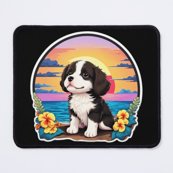 Item preview, Adorable Dog on The Beach with Hawaiian Orchids designed and sold by NautiChic.