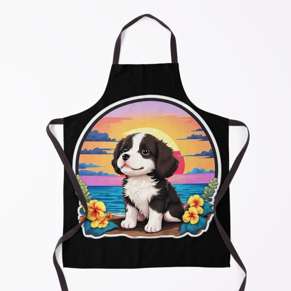 Item preview, Adorable Dog on The Beach with Hawaiian Orchids designed and sold by NautiChic.