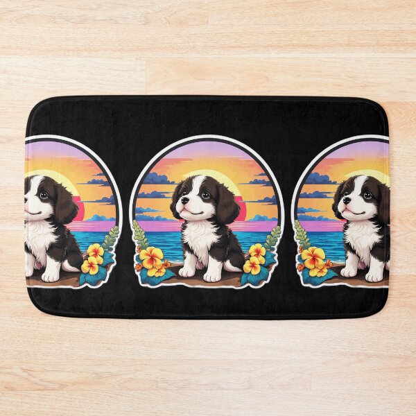 Item preview, Adorable Dog on The Beach with Hawaiian Orchids designed and sold by NautiChic.