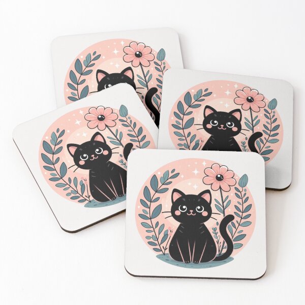 Item preview, Black cat with flowers designed and sold by Azrora.