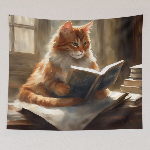 Item preview, Funny Cat Reading designed and sold by cr6zym1nd.