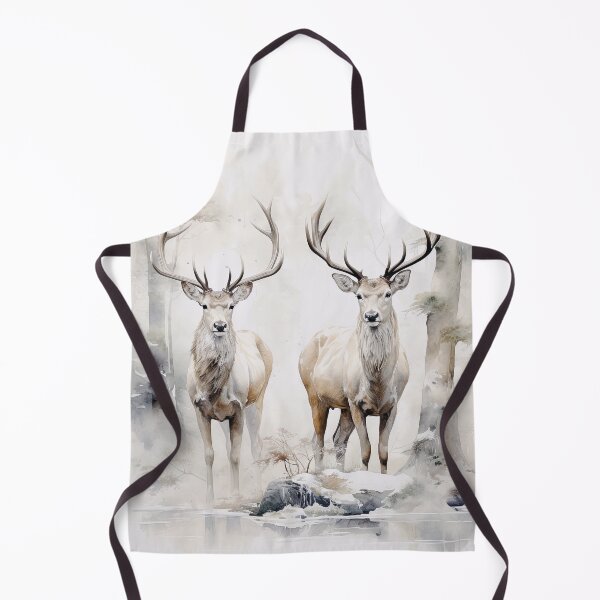 Aperçu de l'œuvre Deux cerfs dans la forêt d'hiver créée et vendue par FlatLandPrints.