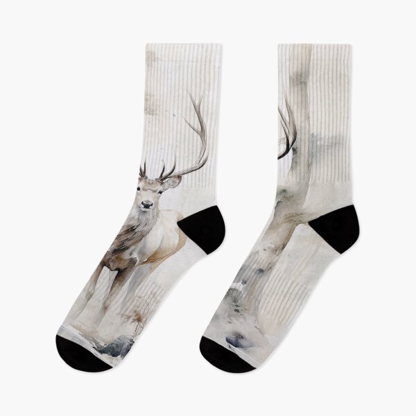Aperçu de l'œuvre Deux cerfs dans la forêt d'hiver créée et vendue par FlatLandPrints.