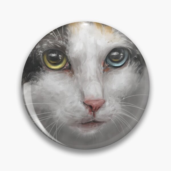 Item preview, Painting of a Japanese Bobtail Cat with Gorgeous Blue and Green Eyes designed and sold by ibadishi.