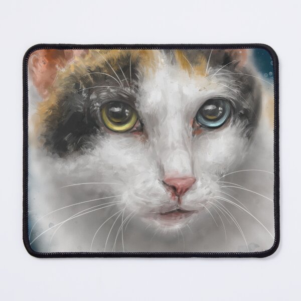 Item preview, Painting of a Japanese Bobtail Cat with Gorgeous Blue and Green Eyes designed and sold by ibadishi.
