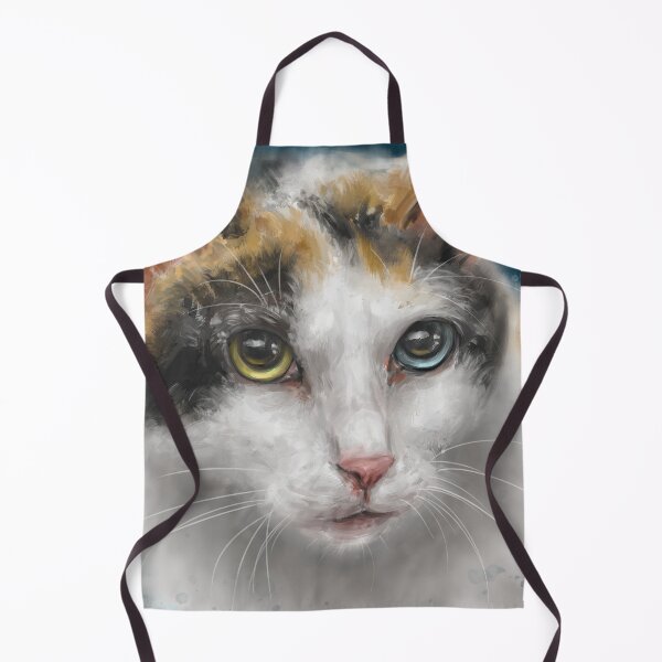 Item preview, Painting of a Japanese Bobtail Cat with Gorgeous Blue and Green Eyes designed and sold by ibadishi.