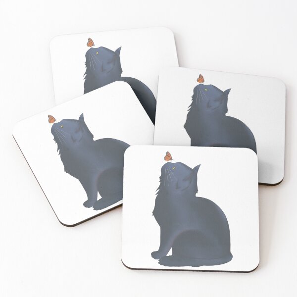 Item preview, Grey cat with orange butterfly designed and sold by LisaTrincaArt.