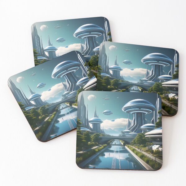 Item preview, futuristic city with a lake view designed and sold by IncredibleGeek.