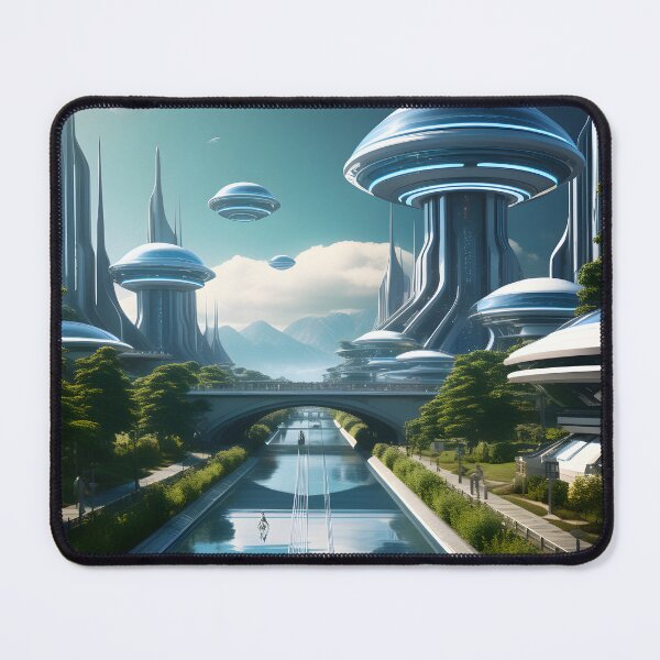 Item preview, futuristic city with a lake view designed and sold by IncredibleGeek.