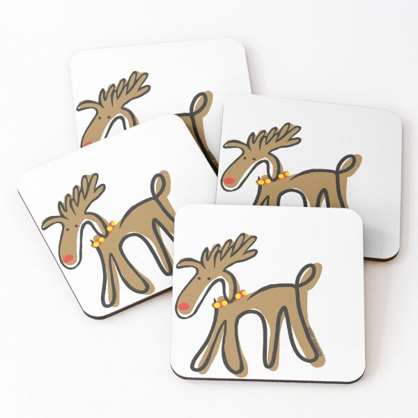 Artikelvorschau, Niedliche, einfache Feiertags-Rudolph-Weihnachts-Rentier-Linienkunst entworfen und verkauft von FunholeVision.