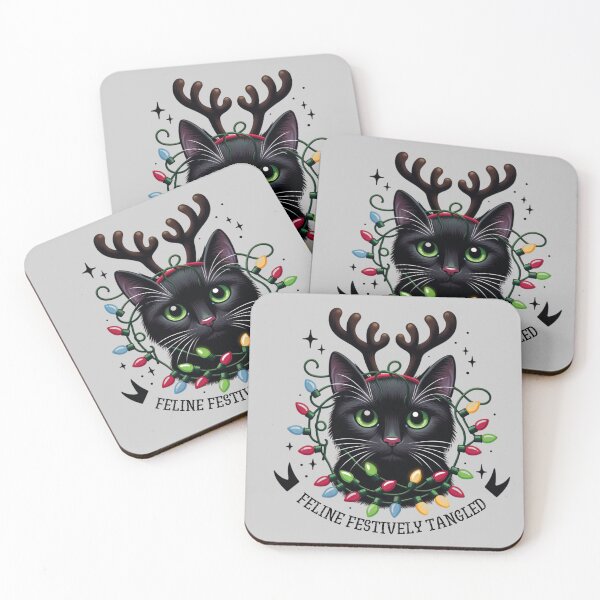 Item preview,  Christmas Cat, Festive Feline with Holiday Lights designed and sold by Hibiskusmond.