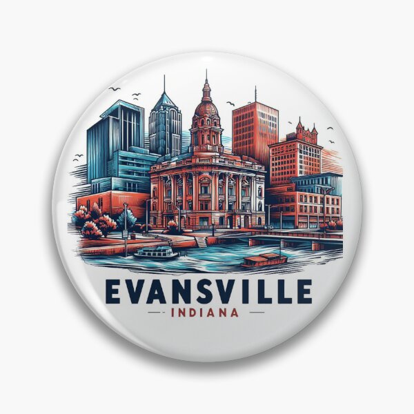 Item preview, EVNSVILLE INDIANA Watercolor Illustration designed and sold by PaintMeWorld.