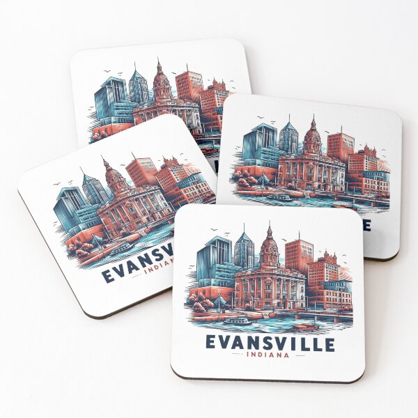 Item preview, EVNSVILLE INDIANA Watercolor Illustration designed and sold by PaintMeWorld.
