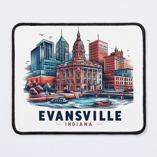 Item preview, EVNSVILLE INDIANA Watercolor Illustration designed and sold by PaintMeWorld.
