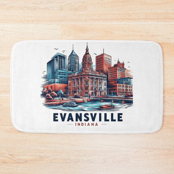 Item preview, EVNSVILLE INDIANA Watercolor Illustration designed and sold by PaintMeWorld.